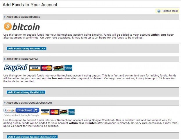 opciones de pago+bitcoin+namecheap