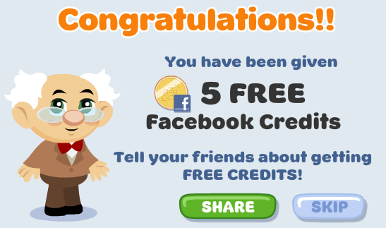 ¡Dile a tus amigos acerca de los Facebook Credits!